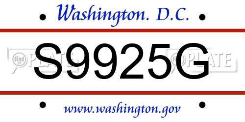 S9925G District Of Columbia License Plate
