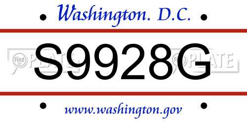 S9928G District Of Columbia License Plate