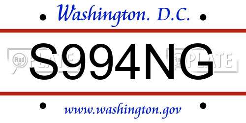 S994NG District Of Columbia License Plate