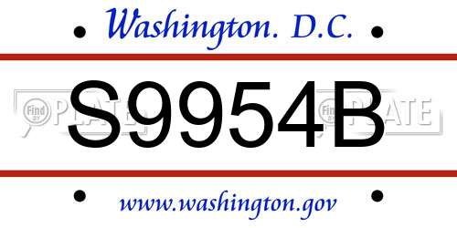 S9954B District Of Columbia License Plate