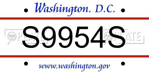 S9954S District Of Columbia License Plate