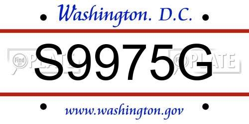 S9975G District Of Columbia License Plate
