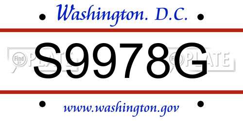S9978G District Of Columbia License Plate
