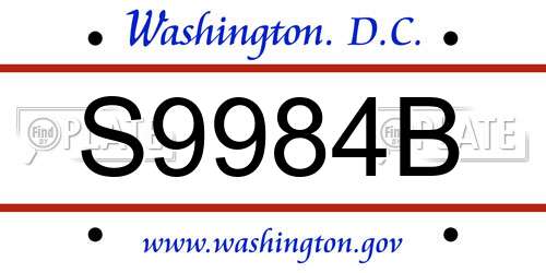 S9984B District Of Columbia License Plate