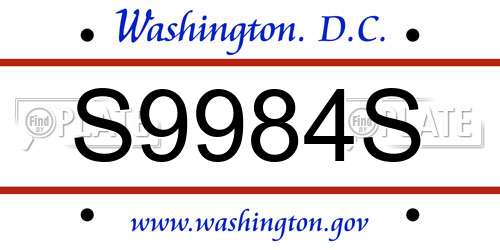 S9984S District Of Columbia License Plate