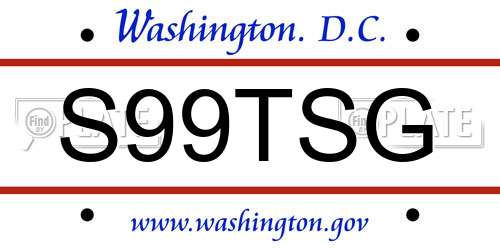 S99TSG District Of Columbia License Plate