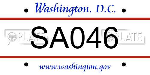 SA046 District Of Columbia License Plate