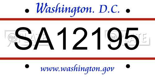 SA12195 District Of Columbia License Plate
