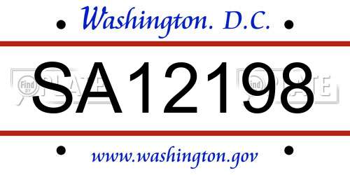 SA12198 District Of Columbia License Plate