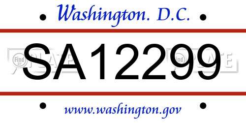 SA12299 District Of Columbia License Plate