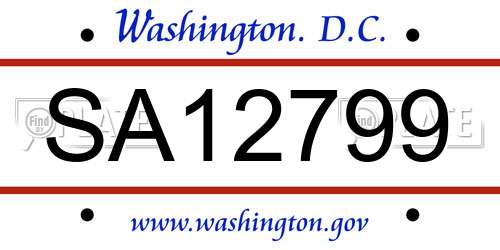 SA12799 District Of Columbia License Plate