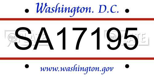 SA17195 District Of Columbia License Plate