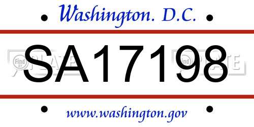 SA17198 District Of Columbia License Plate