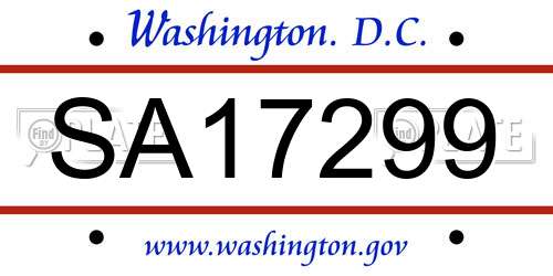 SA17299 District Of Columbia License Plate