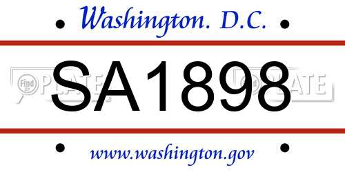 SA1898 District Of Columbia License Plate