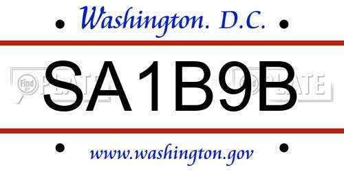 SA1B9B District Of Columbia License Plate