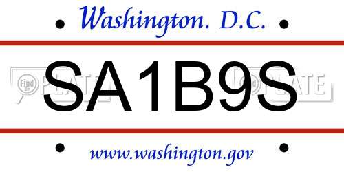 SA1B9S District Of Columbia License Plate