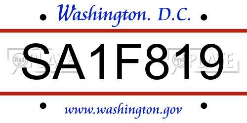 SA1F819 District Of Columbia License Plate