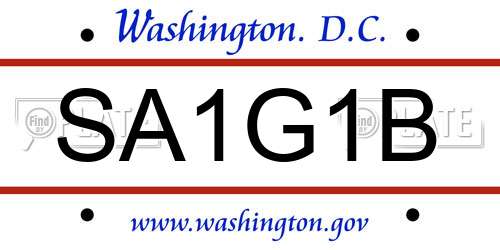 SA1G1B District Of Columbia License Plate
