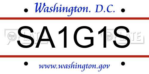 SA1G1S District Of Columbia License Plate