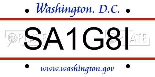 SA1G8I District Of Columbia License Plate