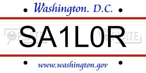 SA1L0R District Of Columbia License Plate