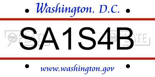 SA1S4B District Of Columbia License Plate