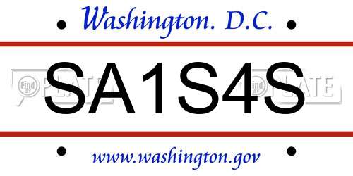 SA1S4S District Of Columbia License Plate