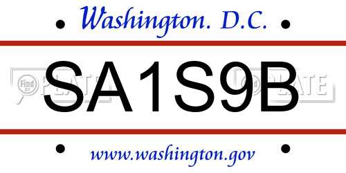 SA1S9B District Of Columbia License Plate