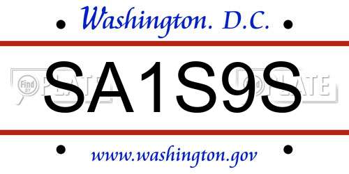 SA1S9S District Of Columbia License Plate