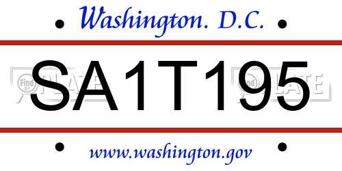 SA1T195 District Of Columbia License Plate