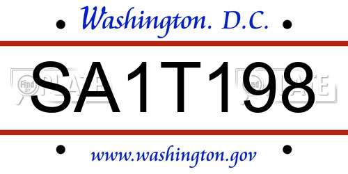 SA1T198 District Of Columbia License Plate