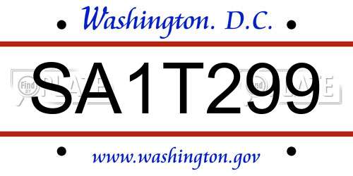 SA1T299 District Of Columbia License Plate