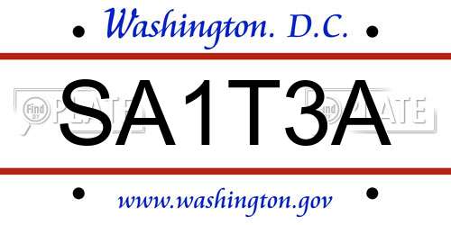 SA1T3A District Of Columbia License Plate