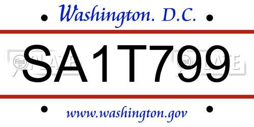 SA1T799 District Of Columbia License Plate