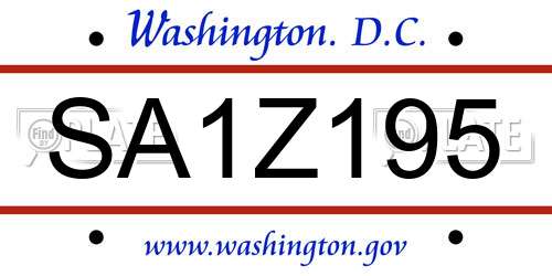 SA1Z195 District Of Columbia License Plate