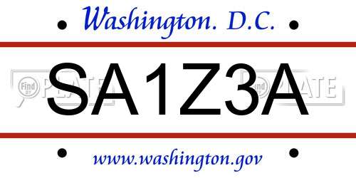 SA1Z3A District Of Columbia License Plate