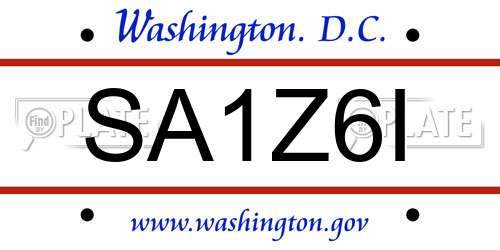 SA1Z6I District Of Columbia License Plate