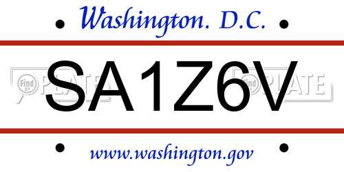 SA1Z6V District Of Columbia License Plate