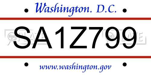SA1Z799 District Of Columbia License Plate