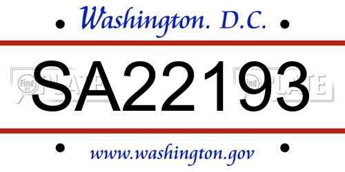 SA22193 District Of Columbia License Plate