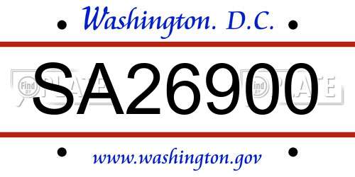 SA26900 District Of Columbia License Plate