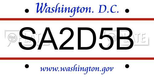SA2D5B District Of Columbia License Plate