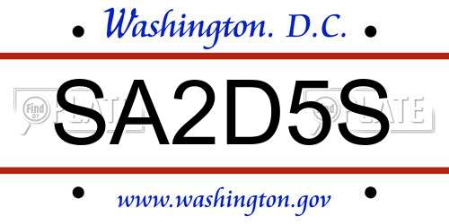 SA2D5S District Of Columbia License Plate