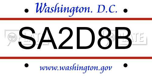 SA2D8B District Of Columbia License Plate