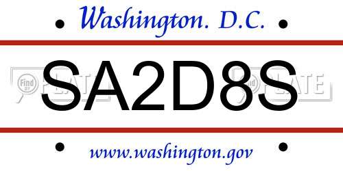 SA2D8S District Of Columbia License Plate