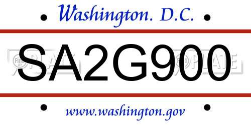 SA2G900 District Of Columbia License Plate