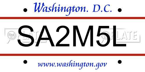 SA2M5L District Of Columbia License Plate