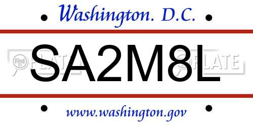 SA2M8L District Of Columbia License Plate