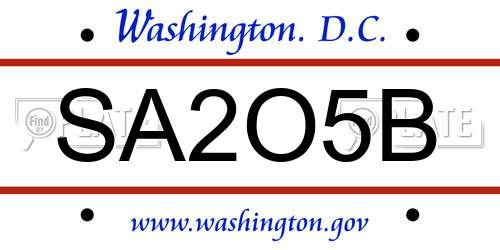 SA2O5B District Of Columbia License Plate